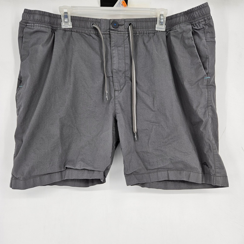 Tommy Bahama Shorts‎ Mens XXL Flat Front Chinos Casual Preppy Gray Drawstring